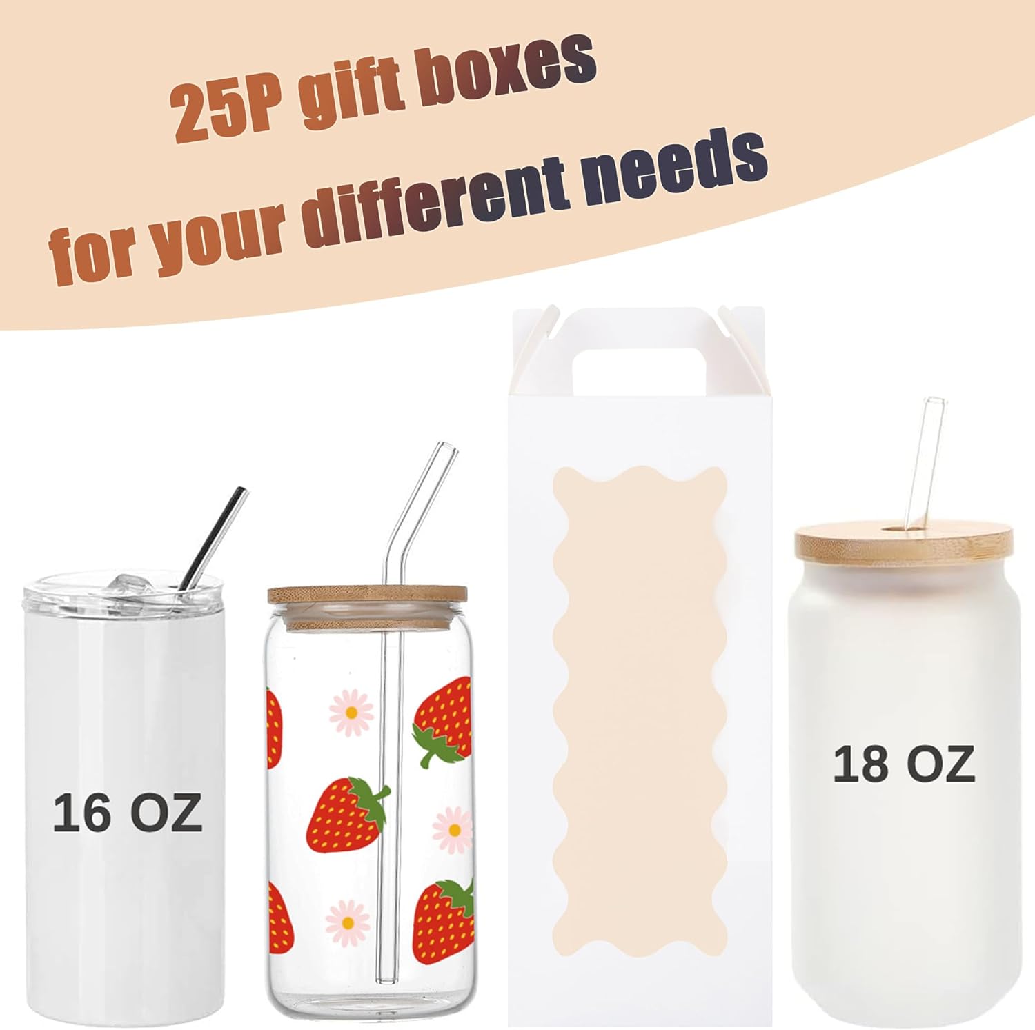 25 Pack Tumbler Gift Boxes wit - Tumbler 20Oz White incelemesi ve fiyatı