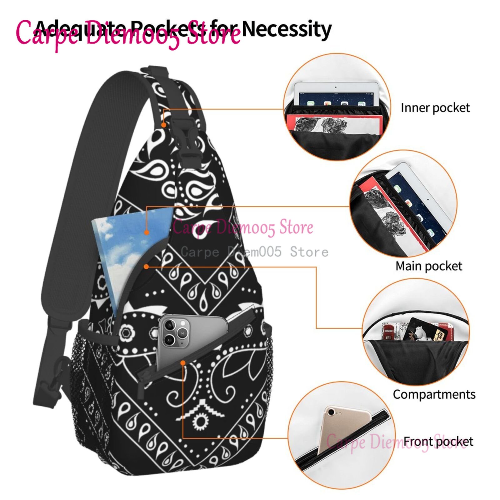 Black And White Paisley Chican - Bandana Blank White incelemesi ve fiyatı