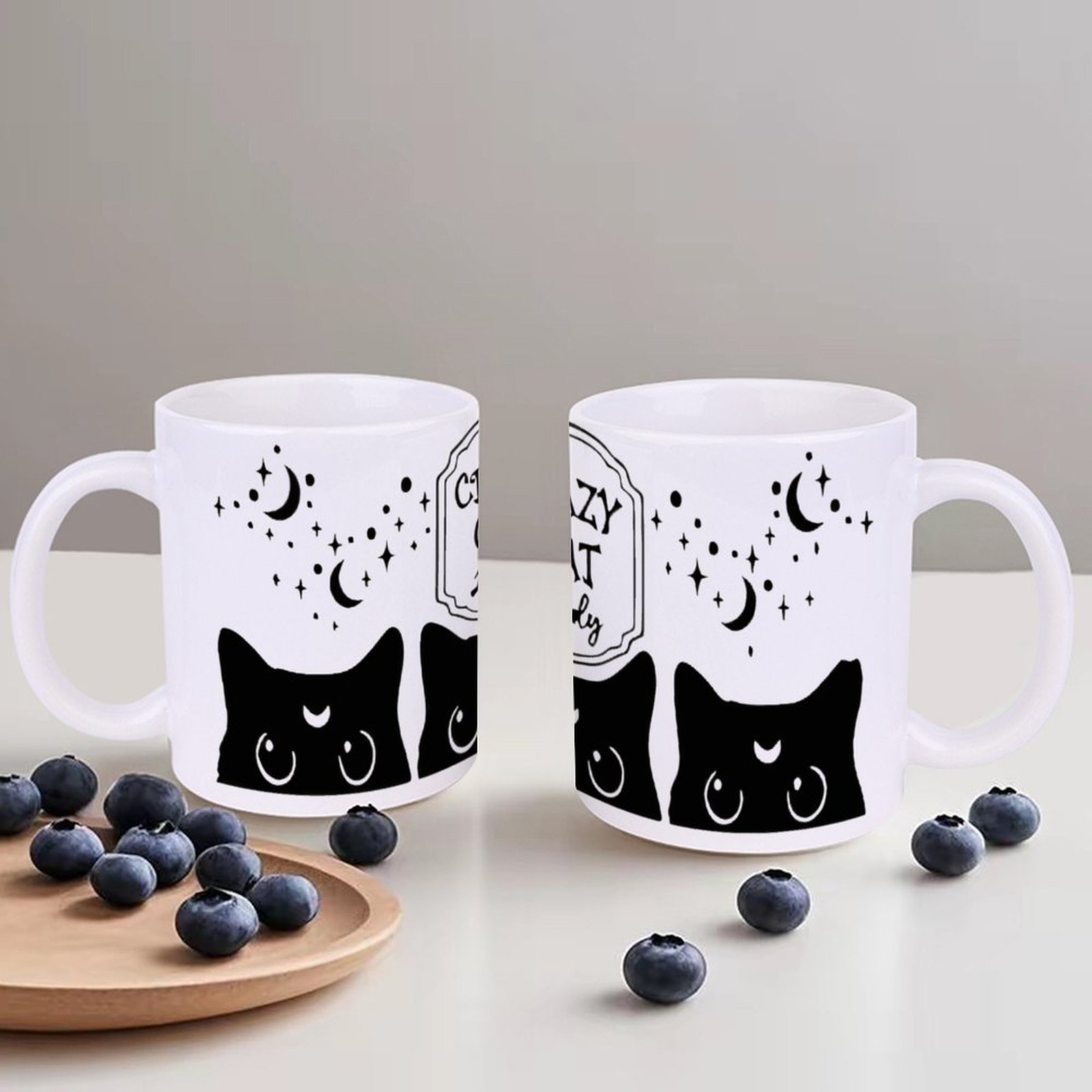 Three Black Cats With Crescent - Sublimation Mug White incelemesi ve fiyatı