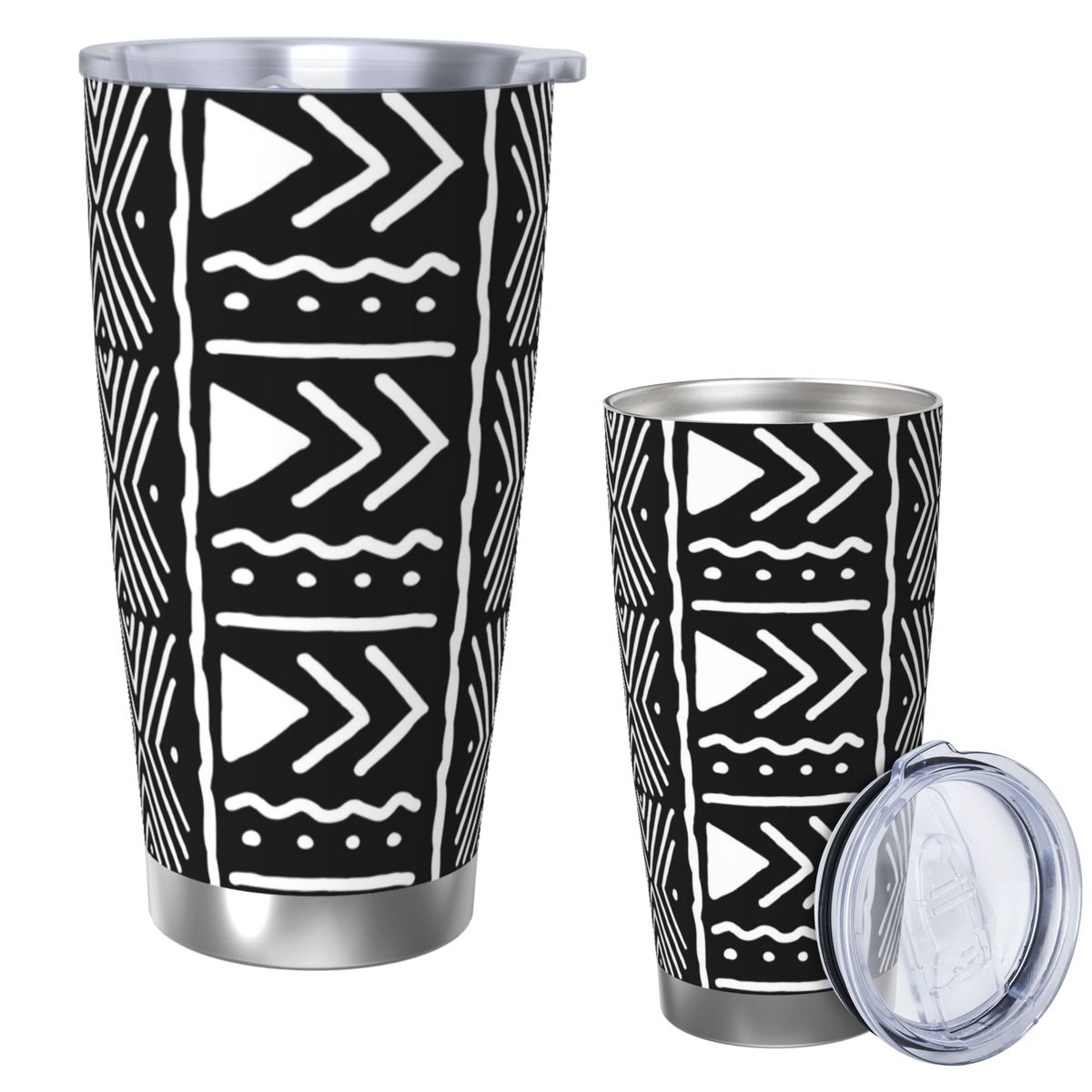 Black And White African Bogola - Tumbler 20Oz White incelemesi ve fiyatı