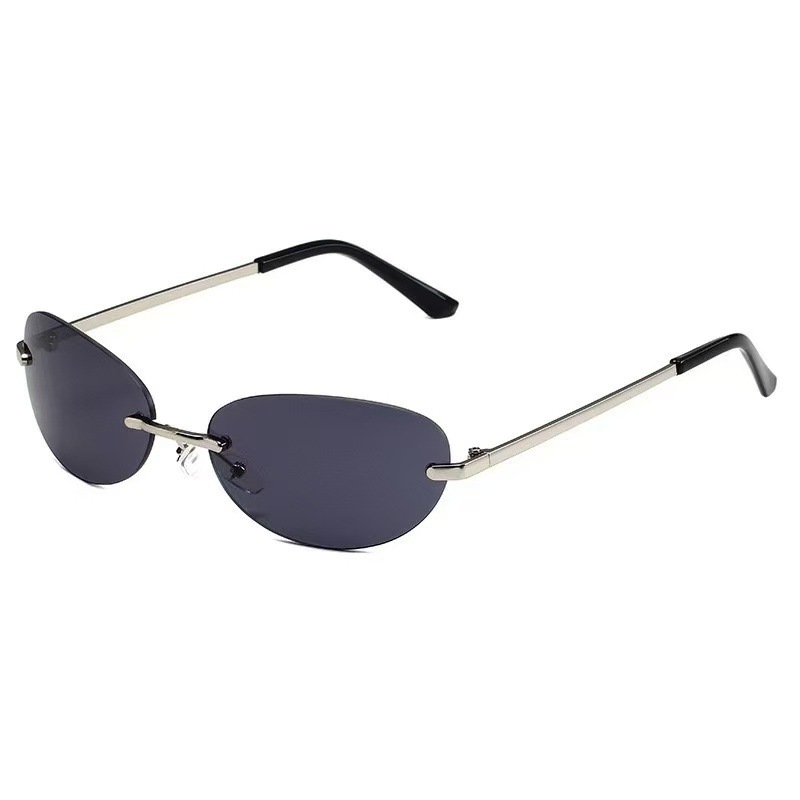 Rimless Oval Sunglasses Women  - Metal Photo Panel incelemesi ve fiyatı