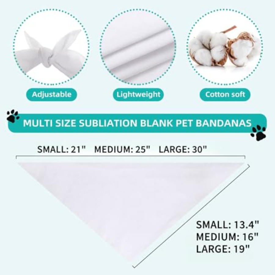 Blank Dog Bandanas Large-1PCS, - Bandana Blank White incelemesi ve fiyatı
