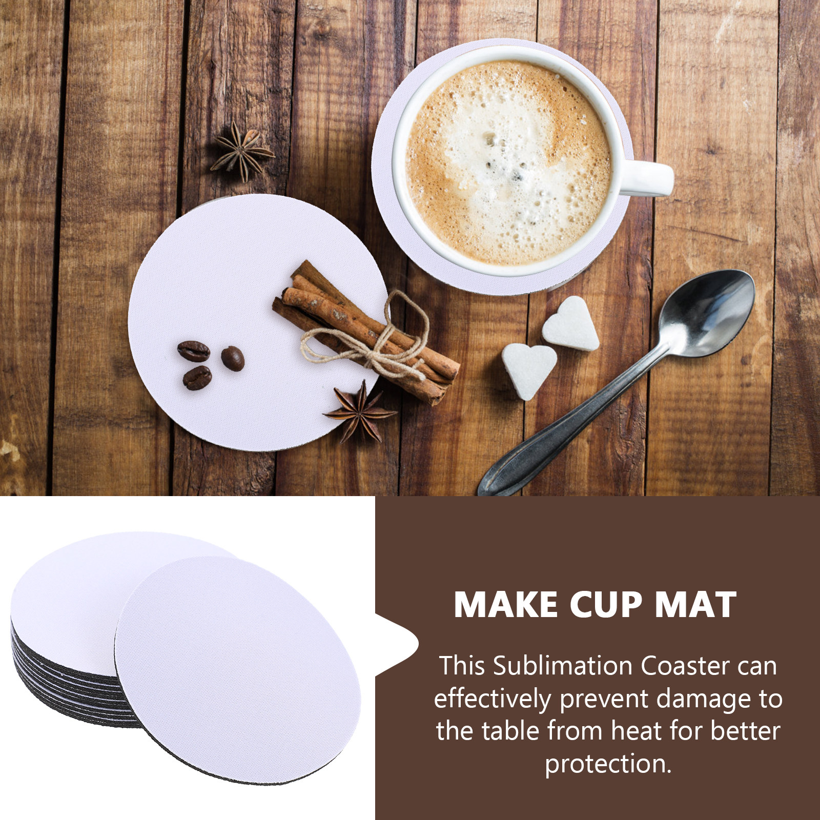 10Pcs Sublimation Cup Coasters - Coaster Sublimation Blank incelemesi ve fiyatı