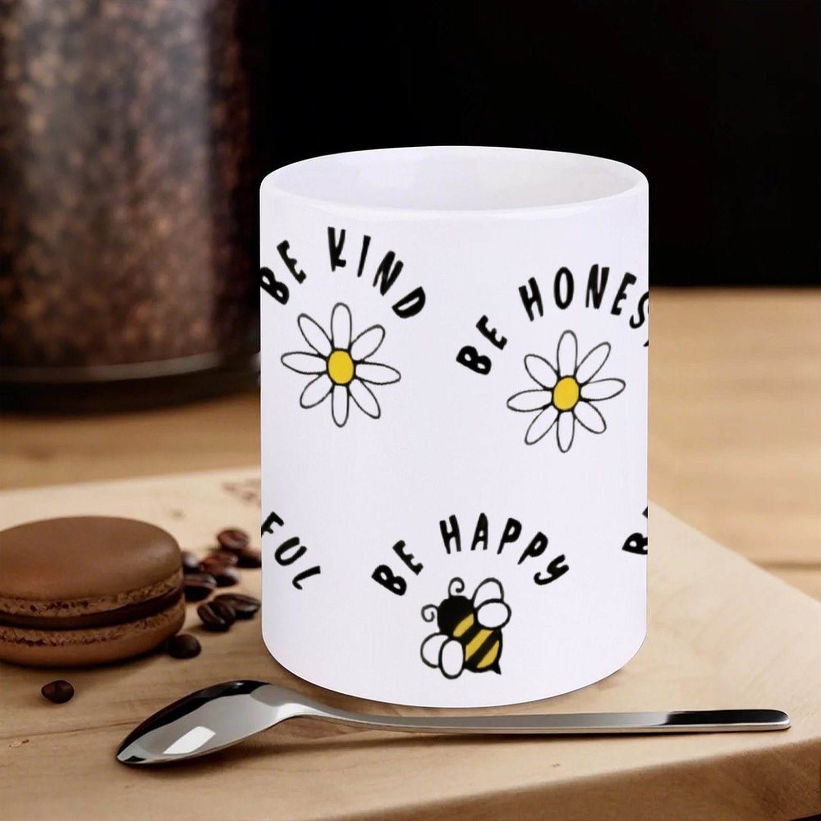 Four Stickers With Bees And Da - Sublimation Mug White incelemesi ve fiyatı