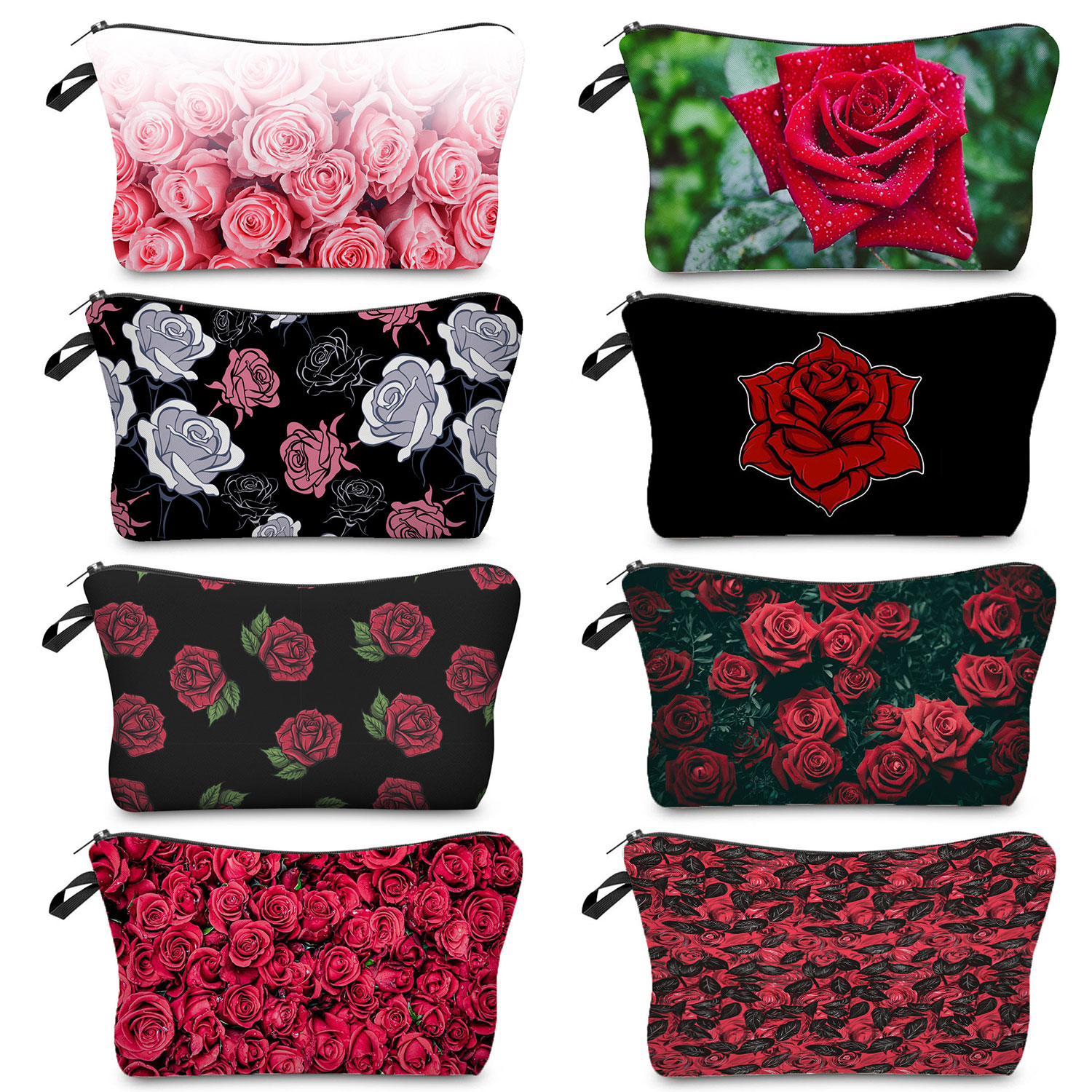 Bright Red Rose Print Cosmetic - Pillow Cover Sublimation incelemesi ve fiyatı