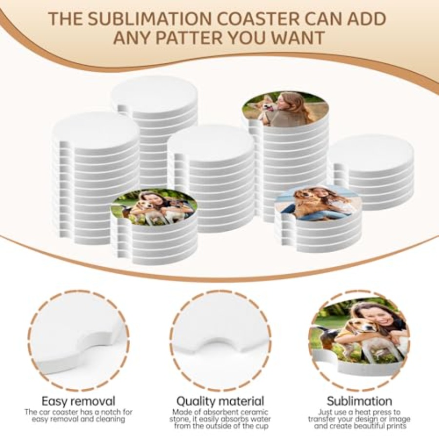 312 Pcs Ceramic Car Coasters 2 - Coaster Sublimation Blank incelemesi ve fiyatı