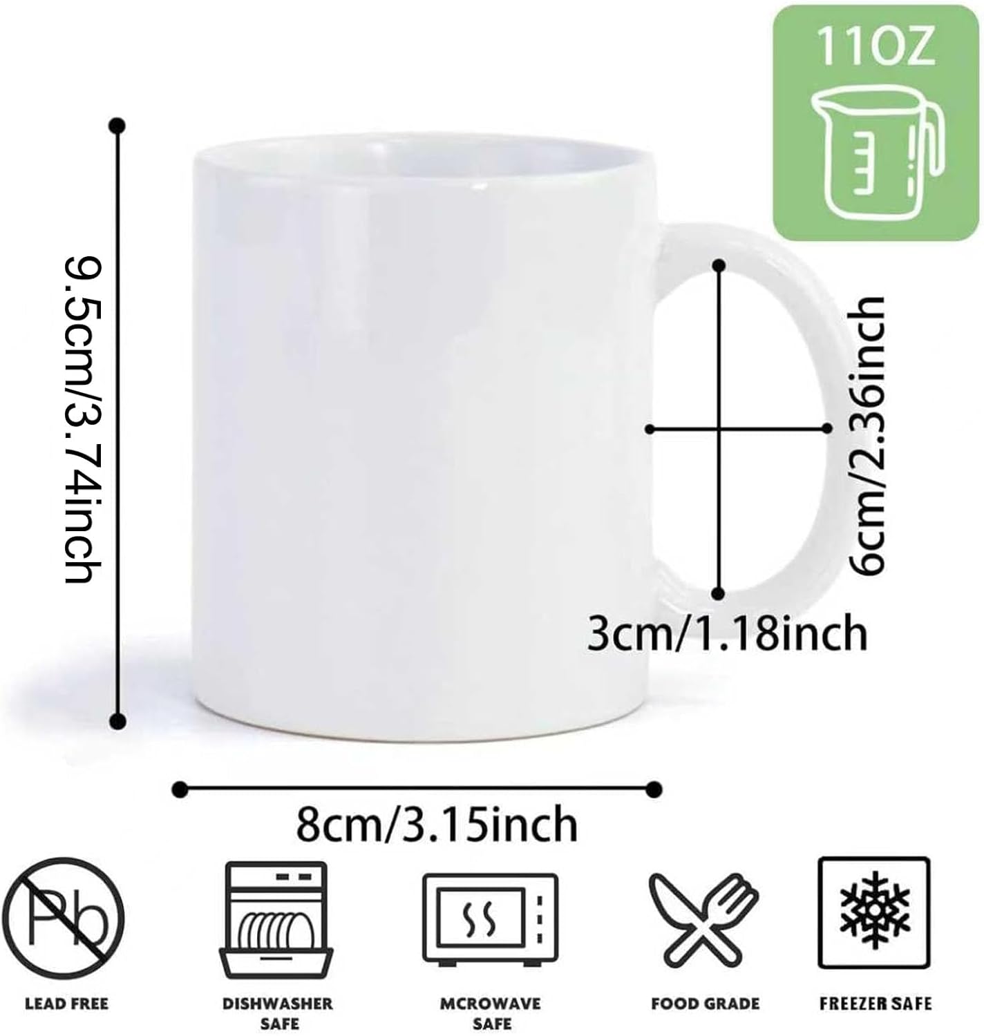 36pcs Sublimation Mugs 11oz Wh - Sublimation Mug White incelemesi ve fiyatı