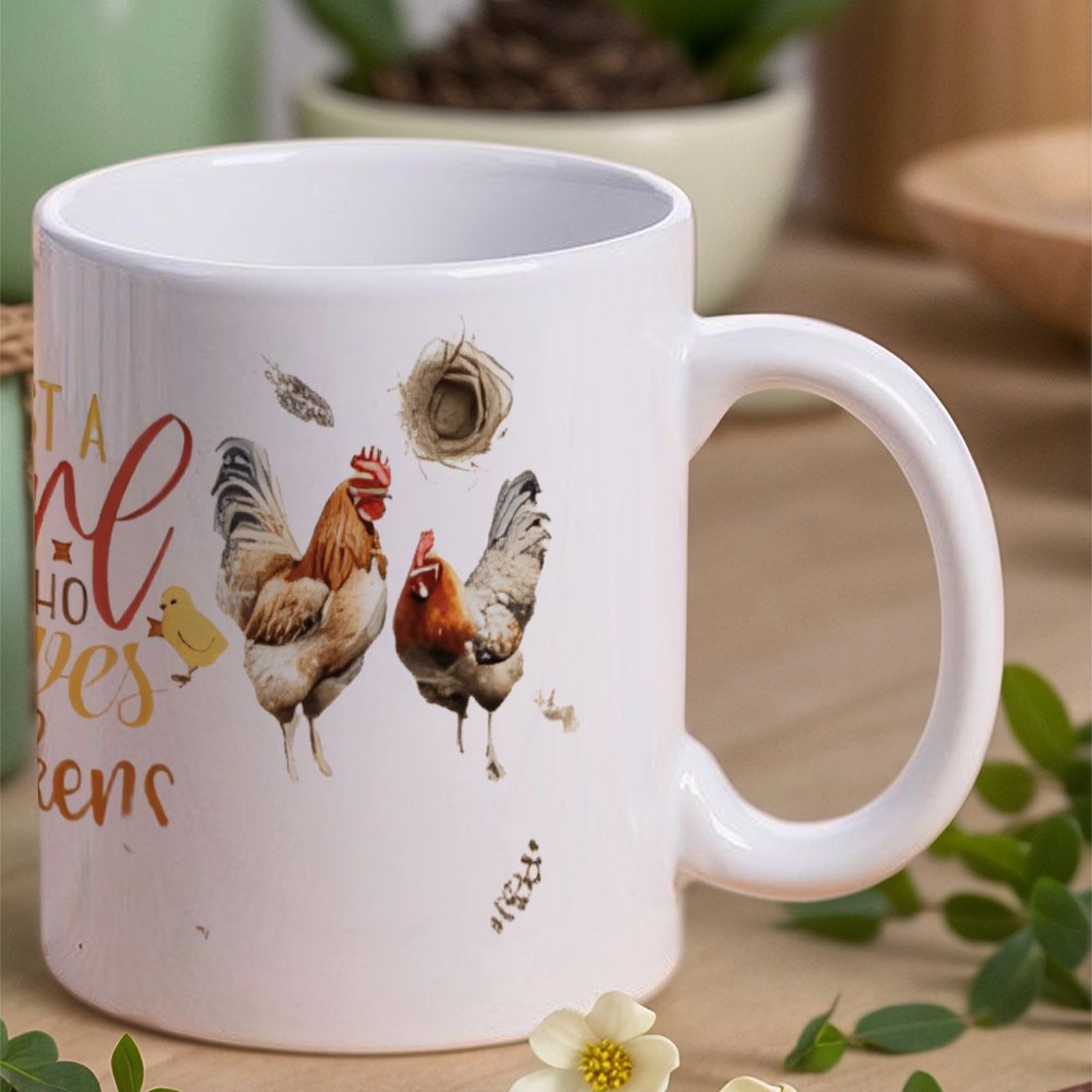 Just A Girl Who Loves Chickens - Sublimation Mug White incelemesi ve fiyatı