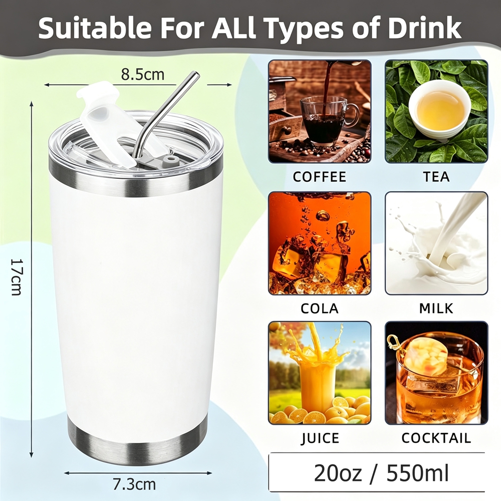 20oz Tumbler Mug with Lid and  - Tumbler 20Oz White incelemesi ve fiyatı
