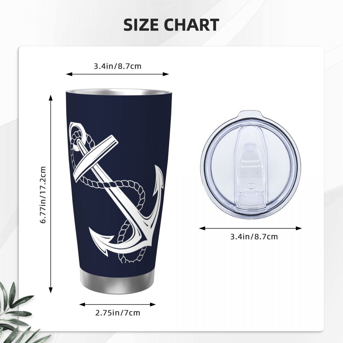 Anchor Nautical White & Navy S - Tumbler 20Oz White incelemesi ve fiyatı