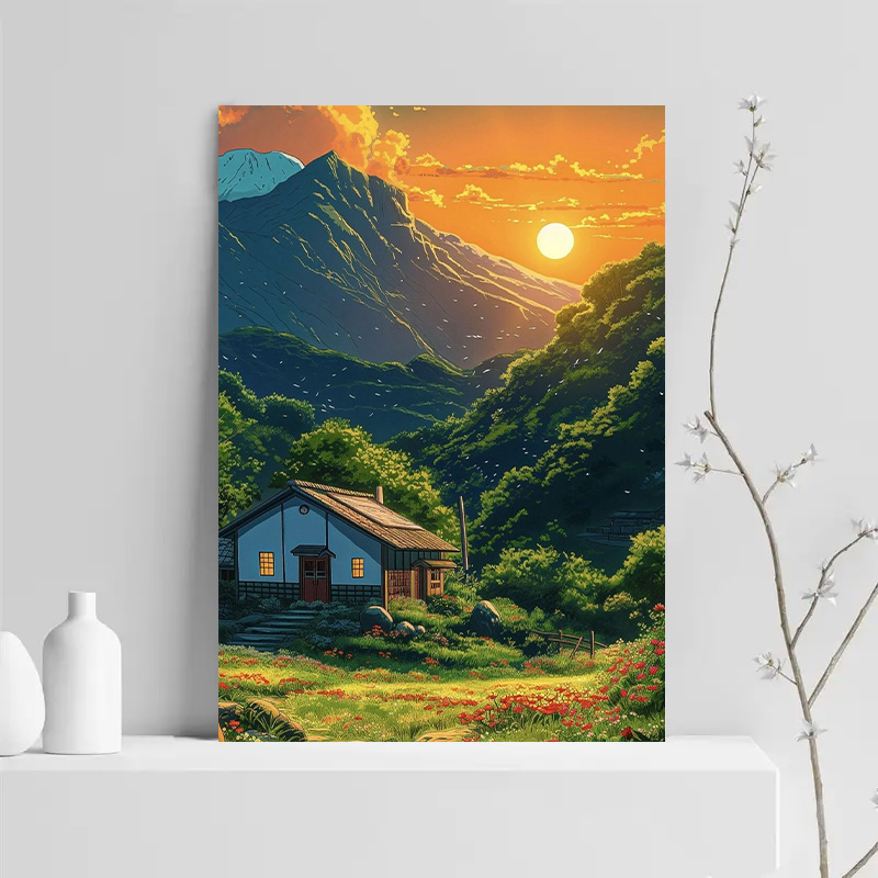 1pc Mountain Cabin Sunset Canv - Canvas Wrap Ready incelemesi ve fiyatı